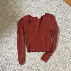 Abercrombie & Fitch Rust Long Sleeve Crop Top